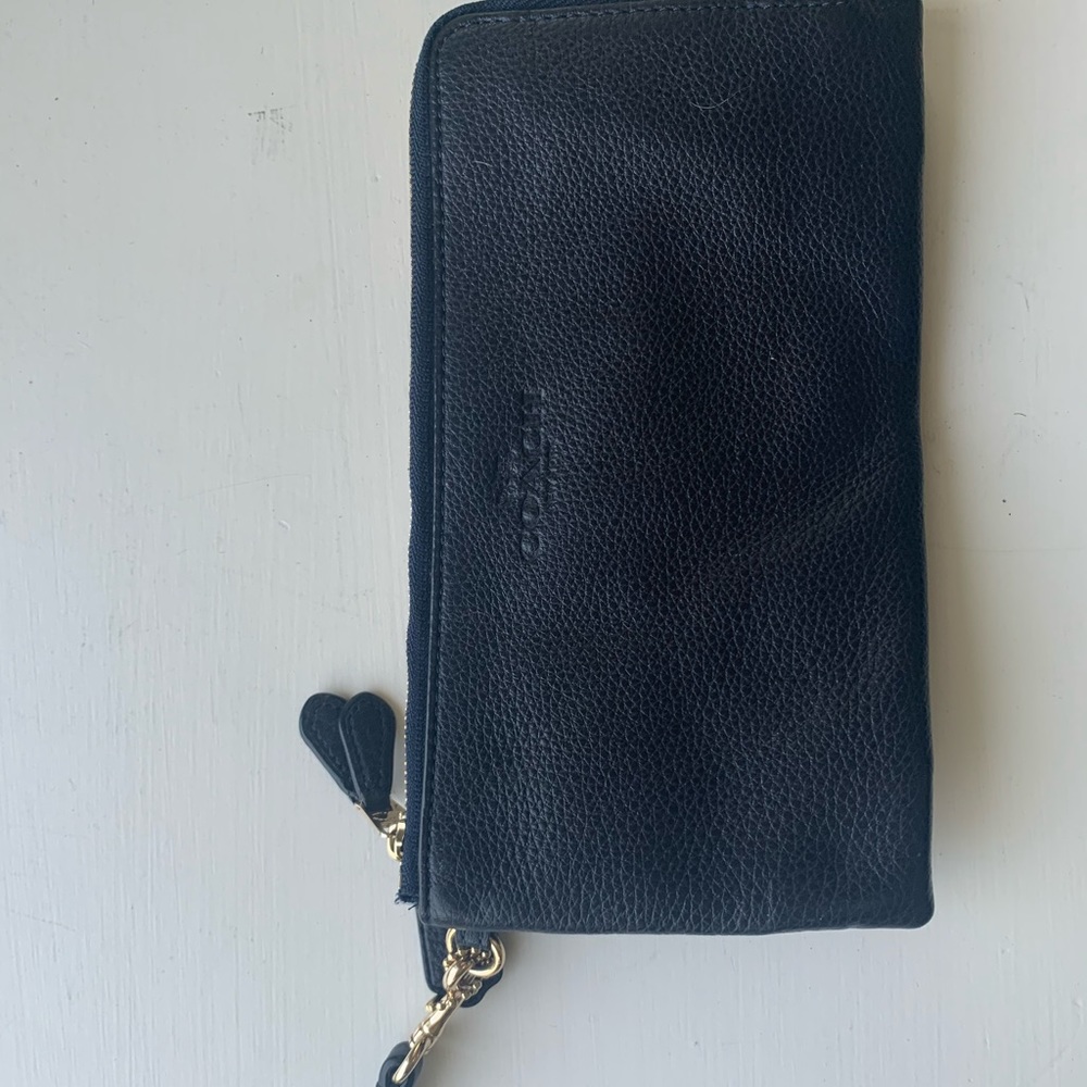 Navy Coach Wristlet